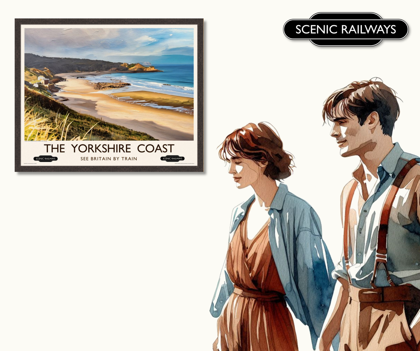 Vintage travel poster- The Yorkshire Coast - Scenic Railways
