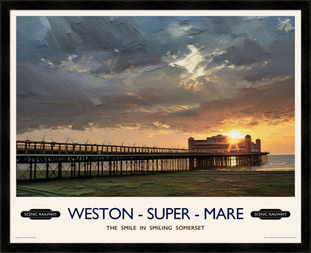 Vintage travel poster- Weston-super-Mare, Somerset - Scenic Railways