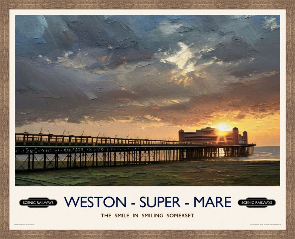 Vintage travel poster- Weston-super-Mare, Somerset - Scenic Railways