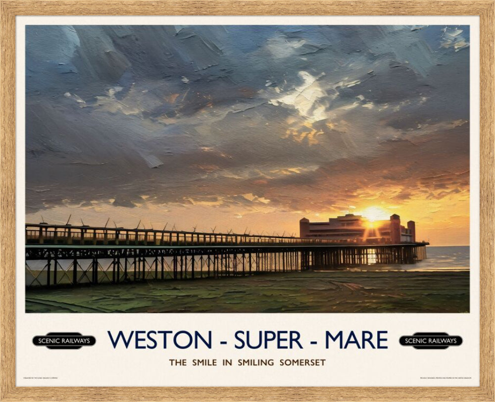 Vintage travel poster- Weston-super-Mare, Somerset - Scenic Railways