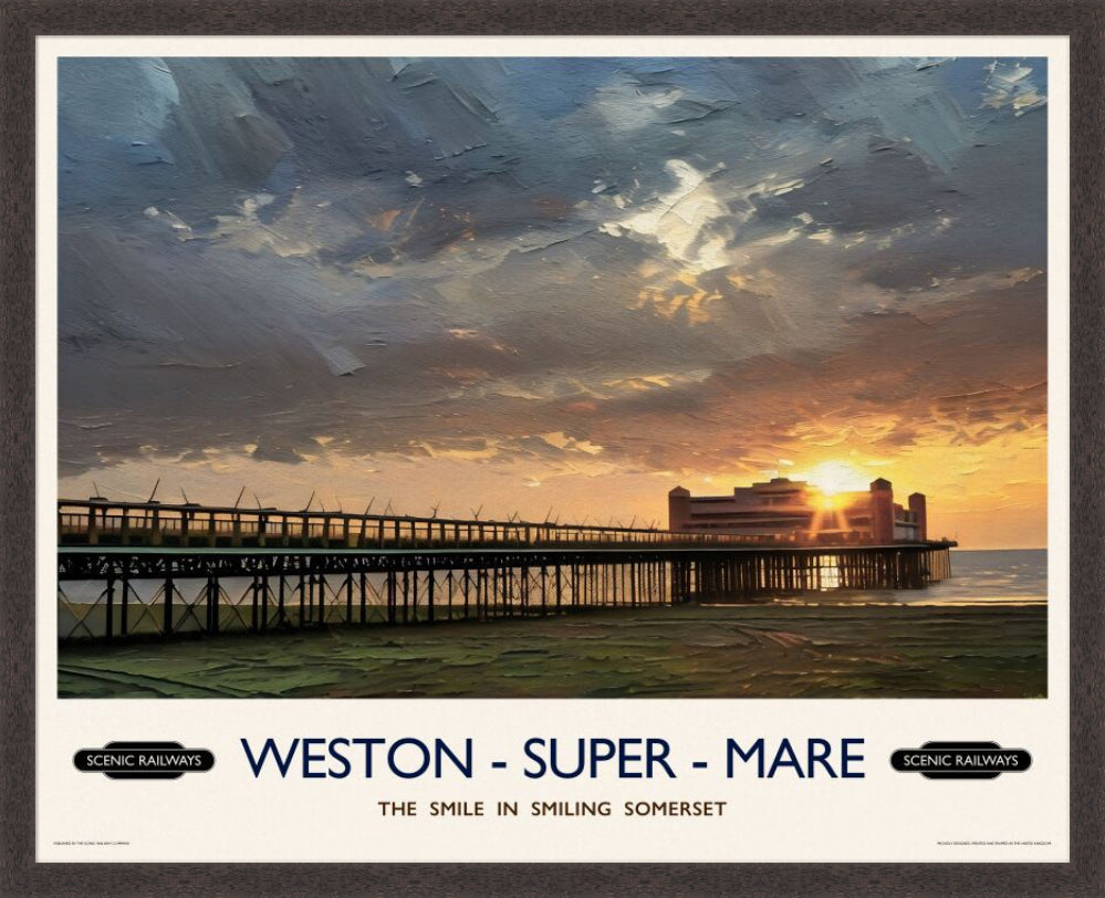 Vintage travel poster- Weston-super-Mare, Somerset - Scenic Railways