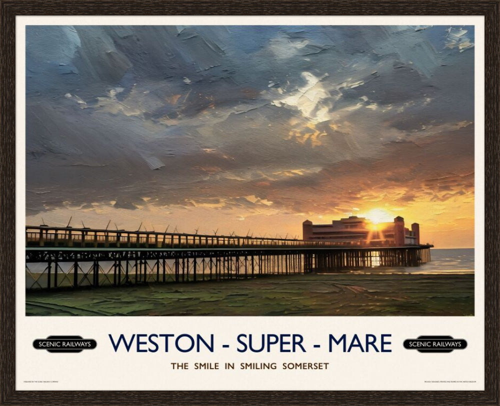 Vintage travel poster- Weston-super-Mare, Somerset - Scenic Railways