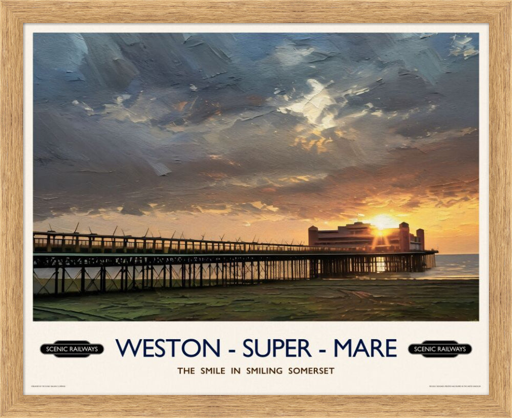 Vintage travel poster- Weston-super-Mare, Somerset - Scenic Railways