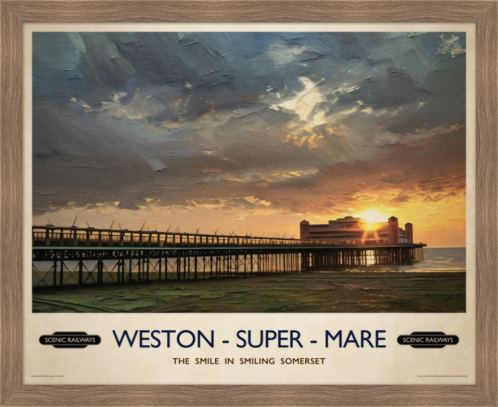 Vintage travel poster- Weston-super-Mare, Somerset - Scenic Railways