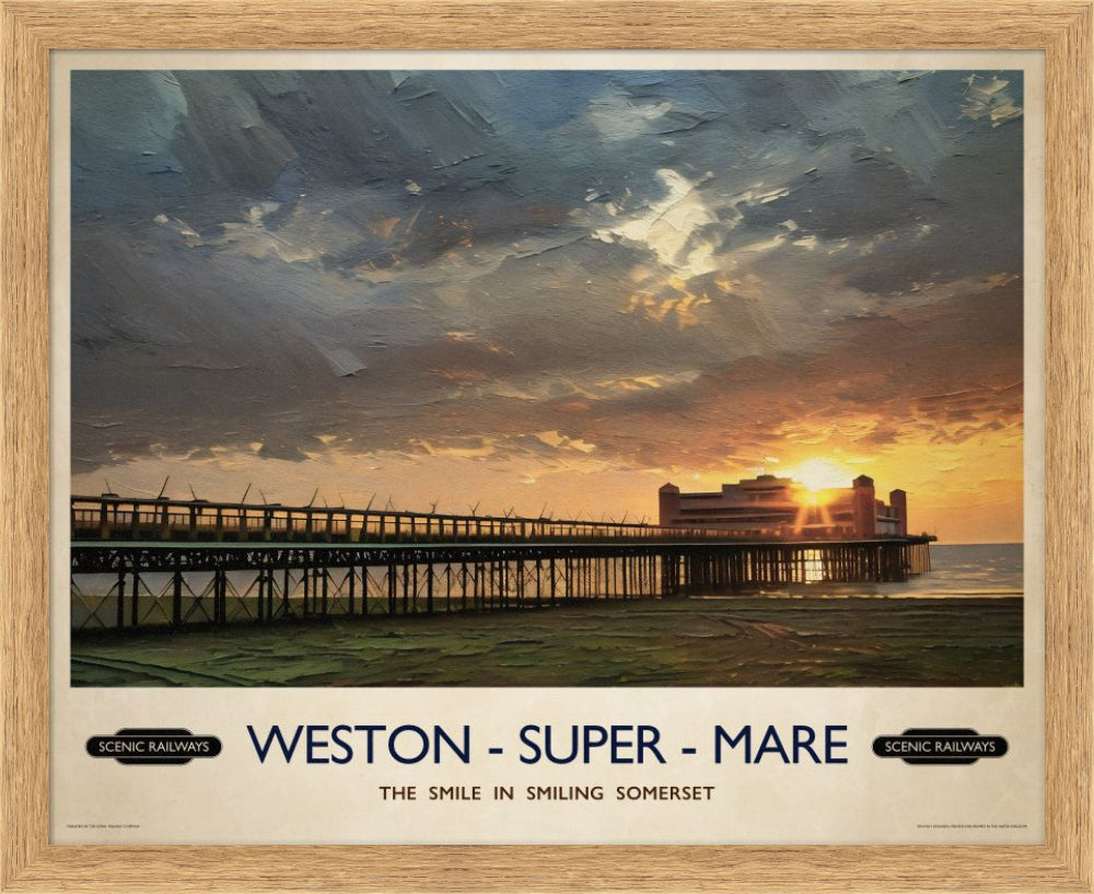 Vintage travel poster- Weston-super-Mare, Somerset - Scenic Railways