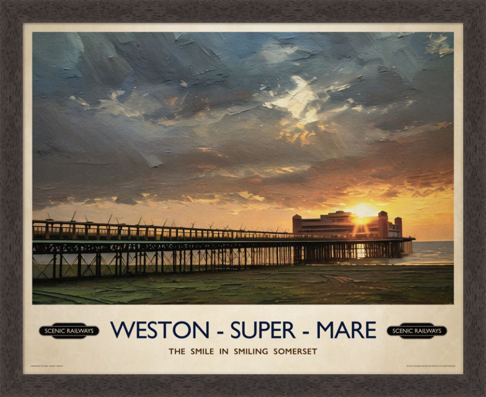 Vintage travel poster- Weston-super-Mare, Somerset - Scenic Railways