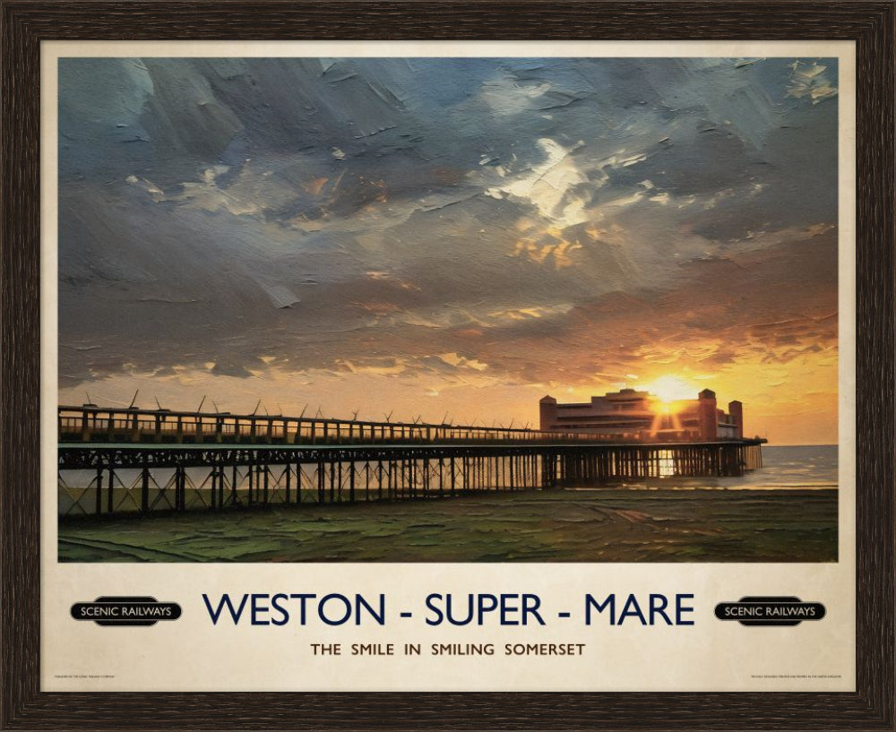 Vintage travel poster- Weston-super-Mare, Somerset - Scenic Railways