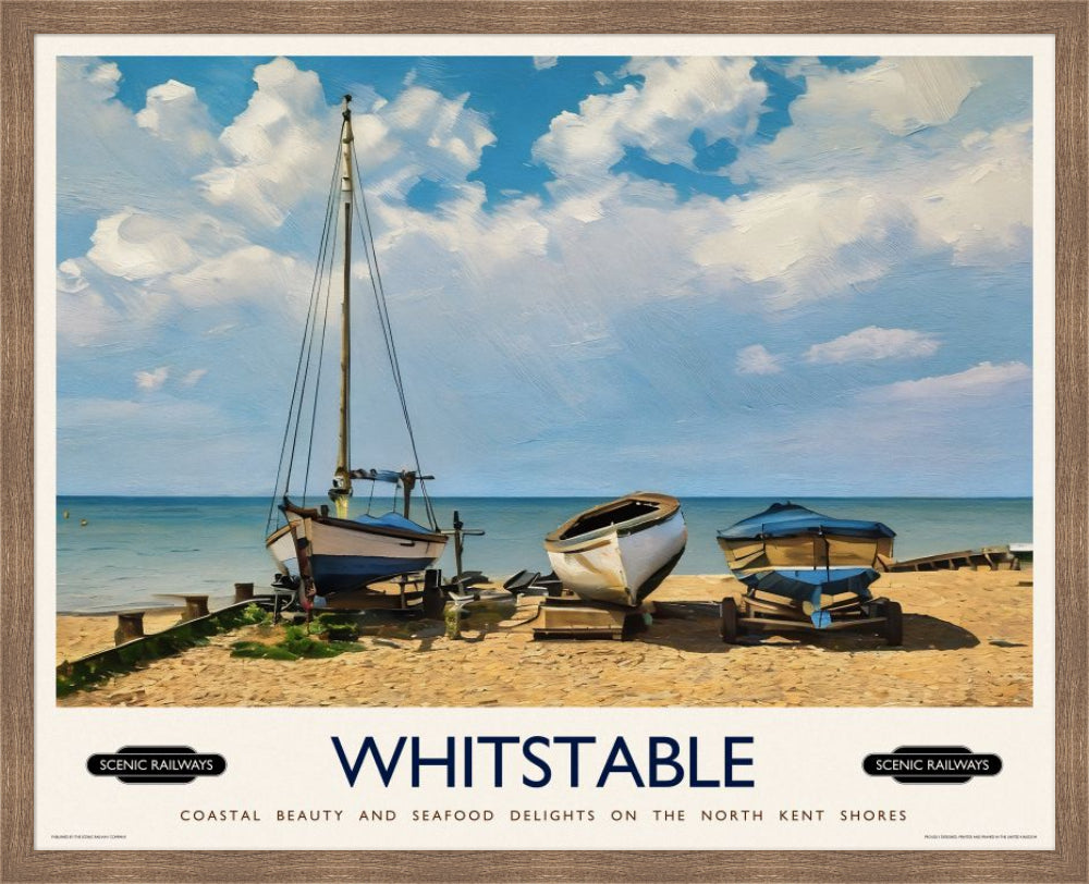 Vintage travel poster- Whitstable, Kent - Scenic Railways