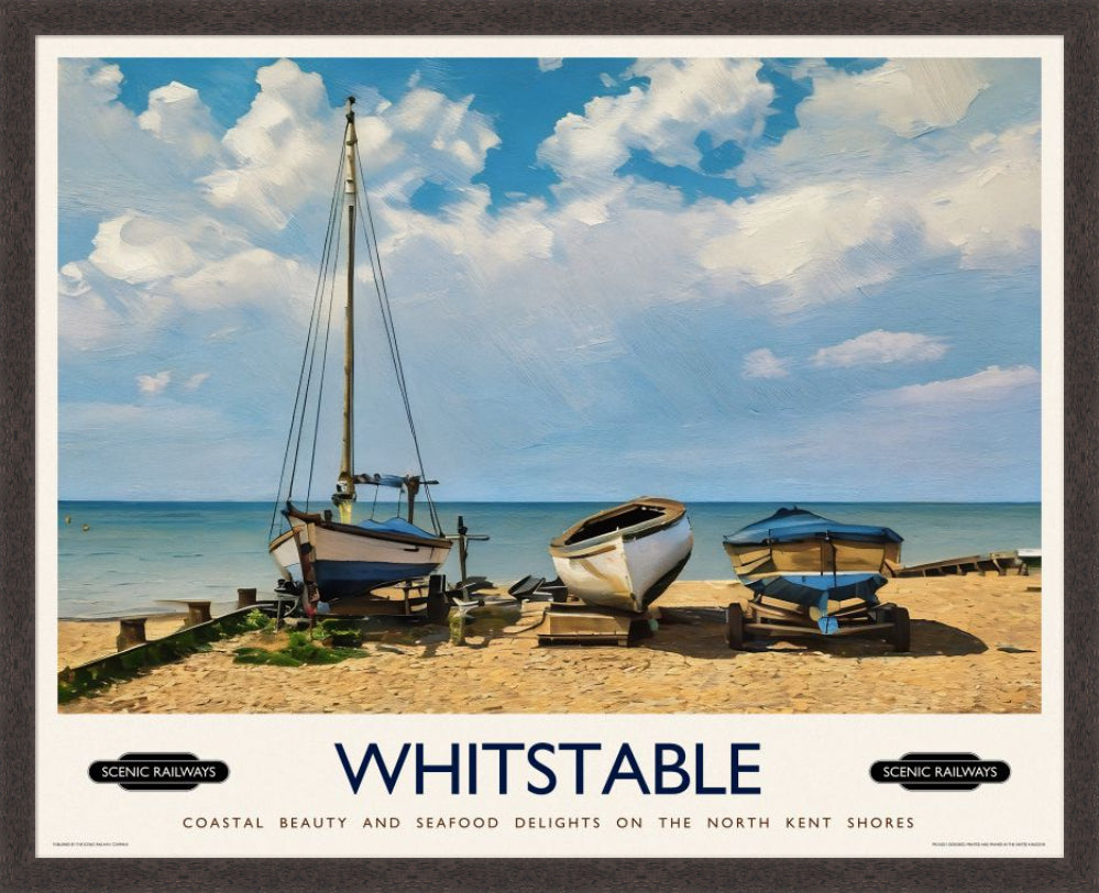 Vintage travel poster- Whitstable, Kent - Scenic Railways