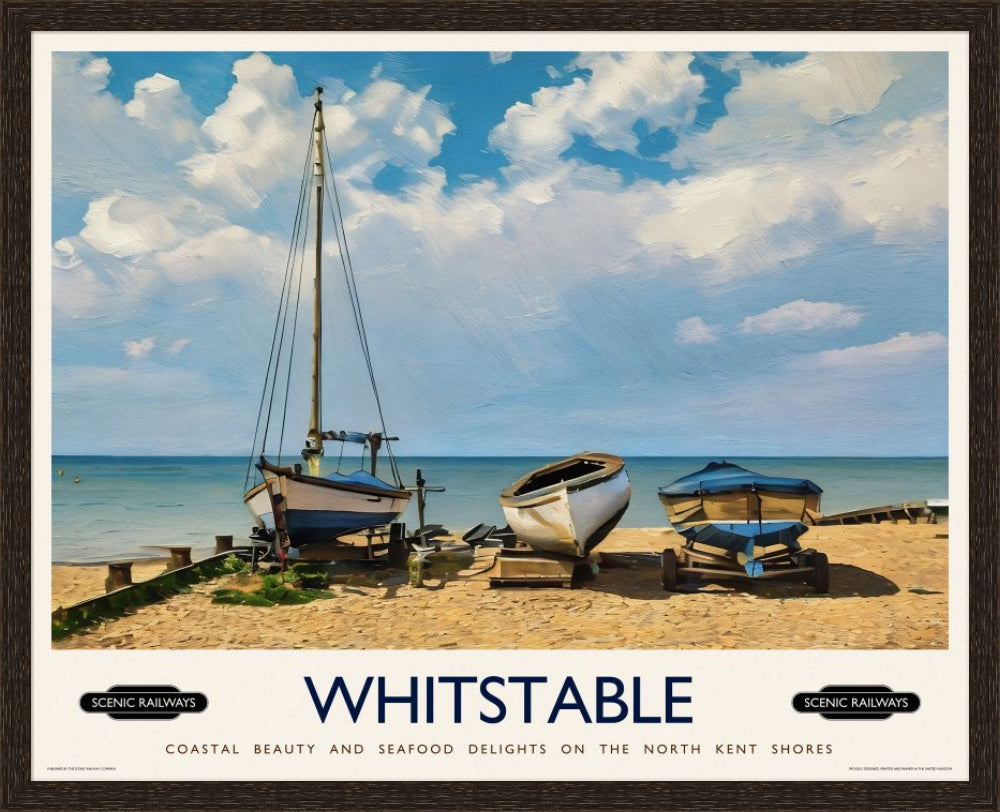 Vintage travel poster- Whitstable, Kent - Scenic Railways