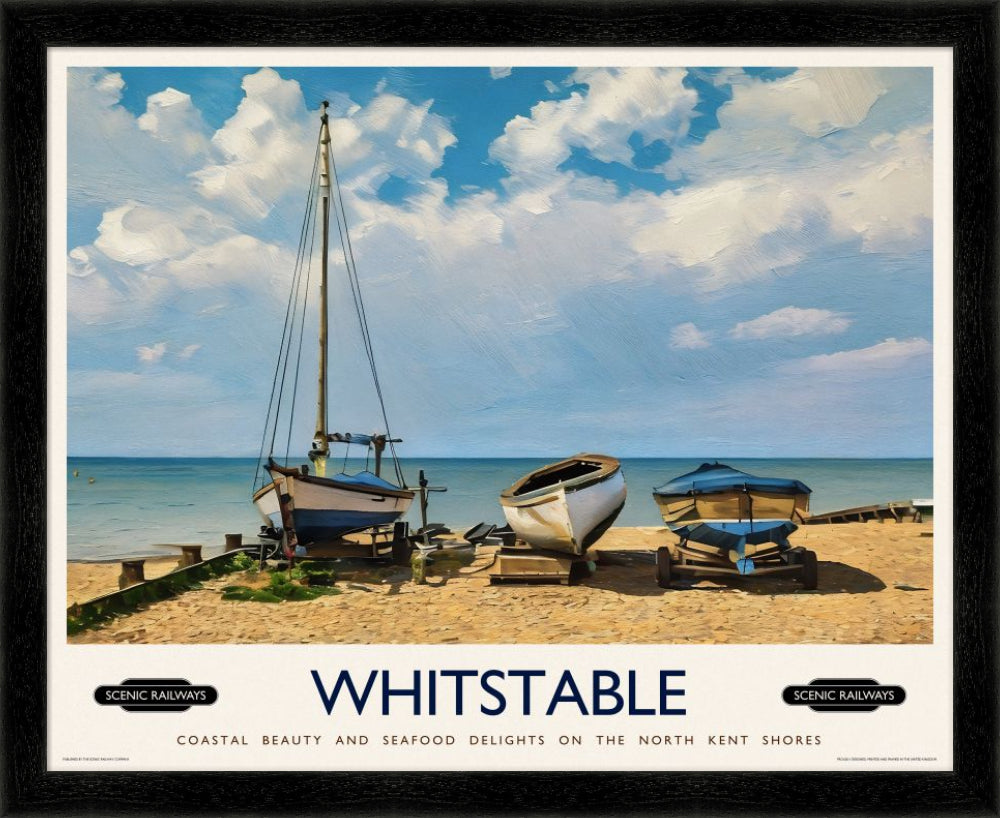Vintage travel poster- Whitstable, Kent - Scenic Railways