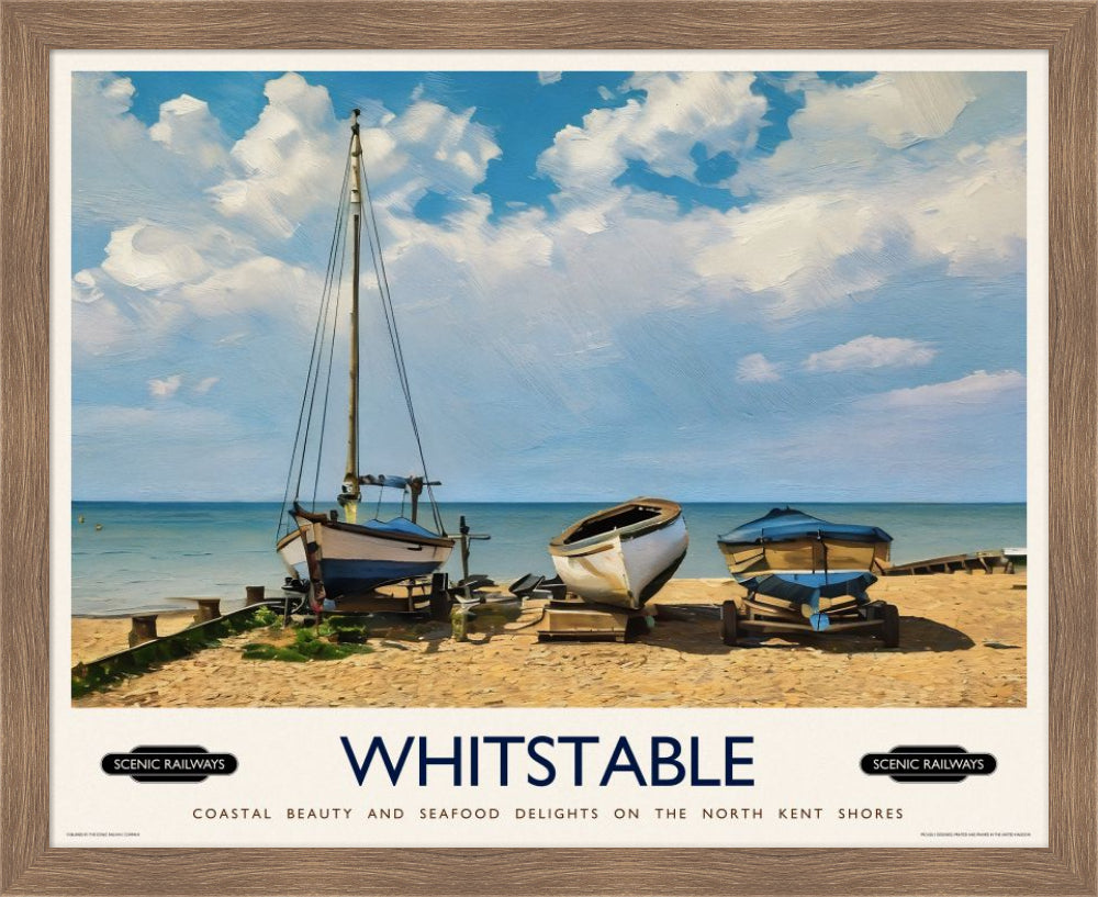 Vintage travel poster- Whitstable, Kent - Scenic Railways