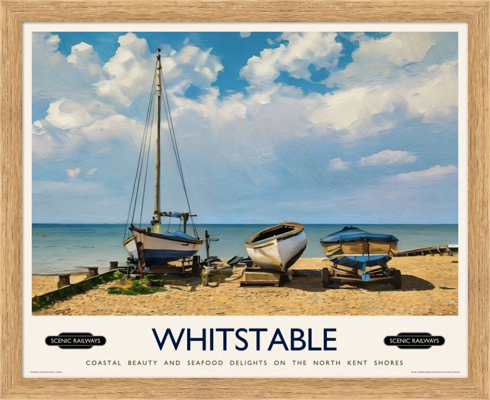 Vintage travel poster- Whitstable, Kent - Scenic Railways