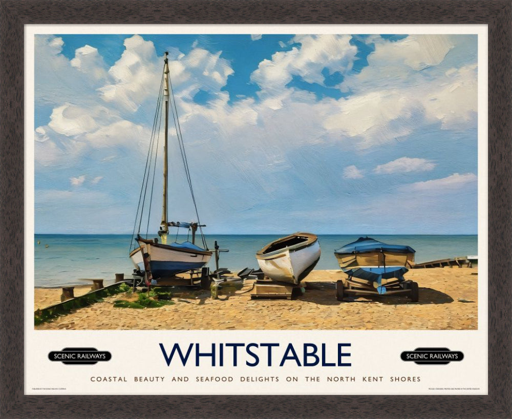 Vintage travel poster- Whitstable, Kent - Scenic Railways