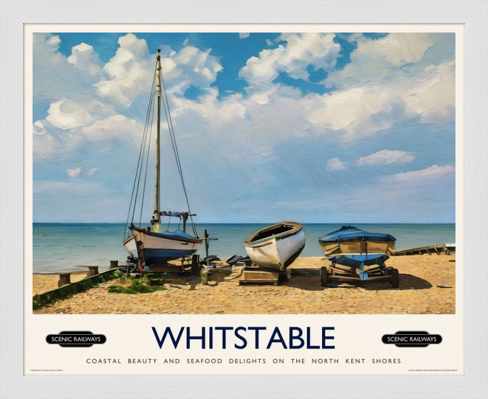 Vintage travel poster- Whitstable, Kent - Scenic Railways