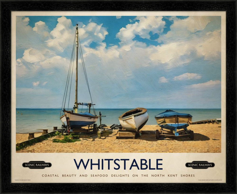 Vintage travel poster- Whitstable, Kent - Scenic Railways
