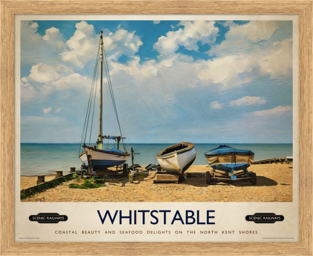 Vintage travel poster- Whitstable, Kent - Scenic Railways