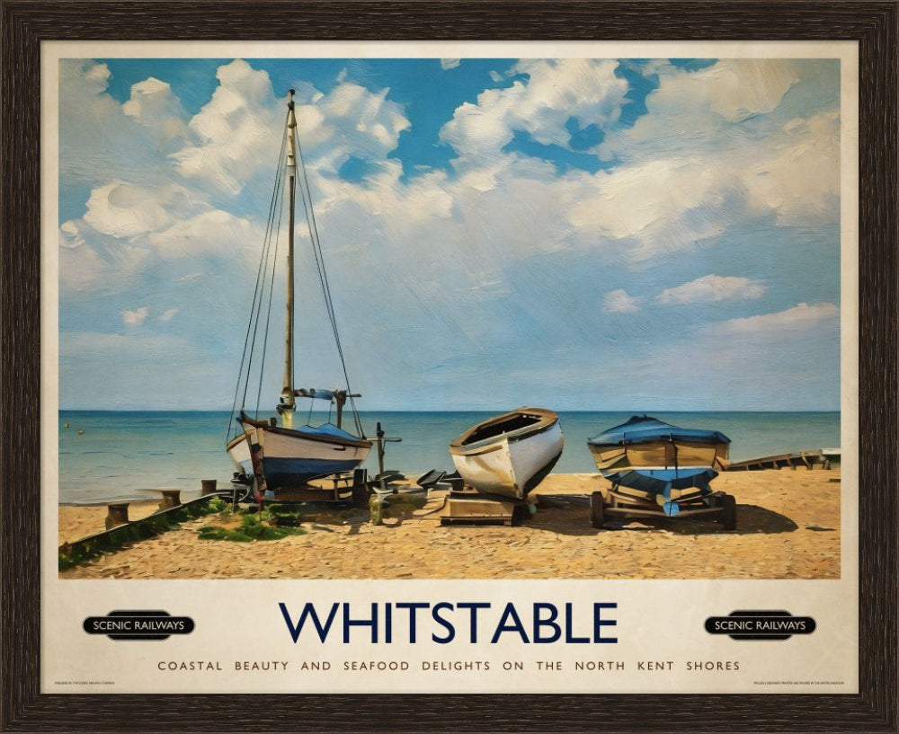 Vintage travel poster- Whitstable, Kent - Scenic Railways
