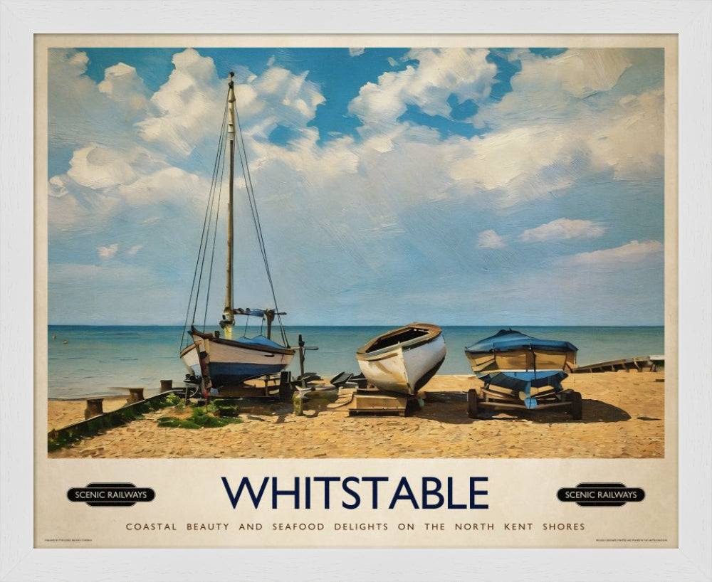 Vintage travel poster- Whitstable, Kent - Scenic Railways