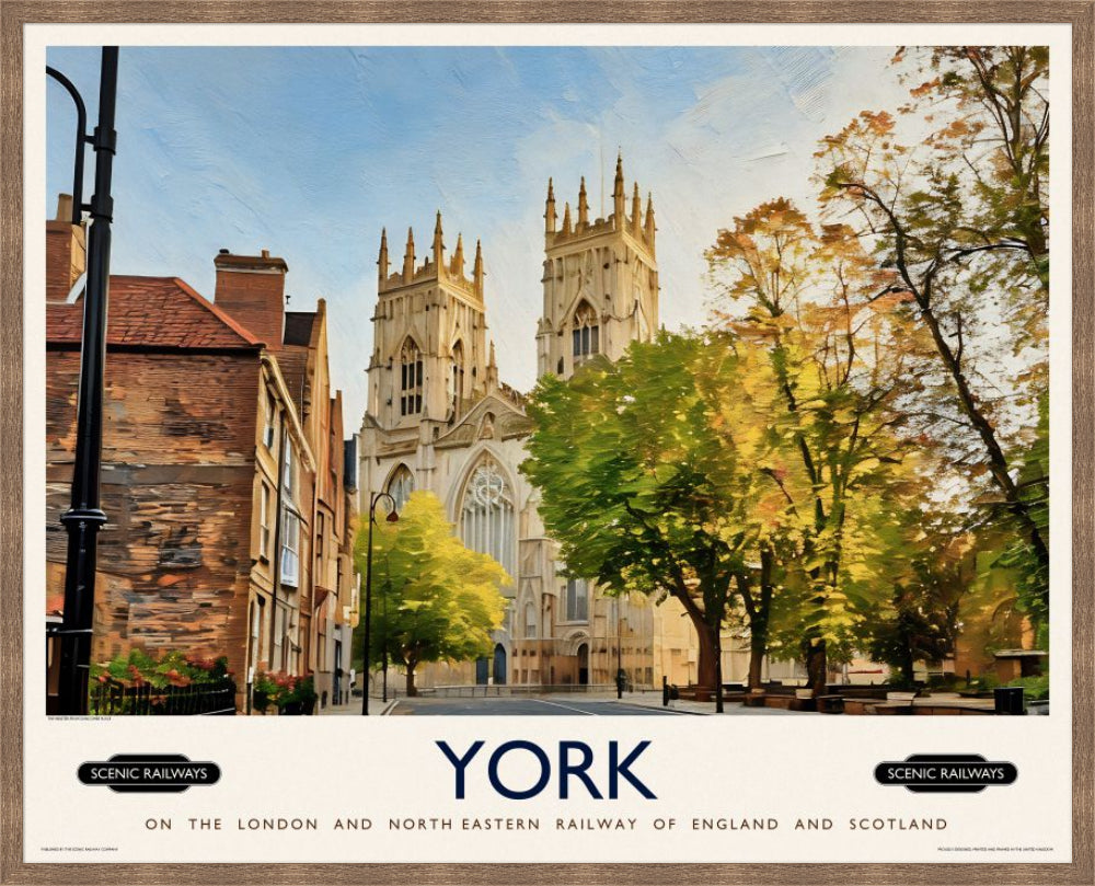 Vintage travel poster- York, The Minster - Scenic Railways