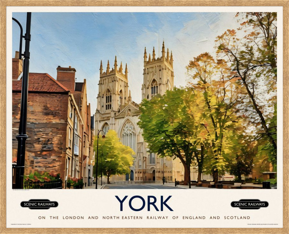 Vintage travel poster- York, The Minster - Scenic Railways