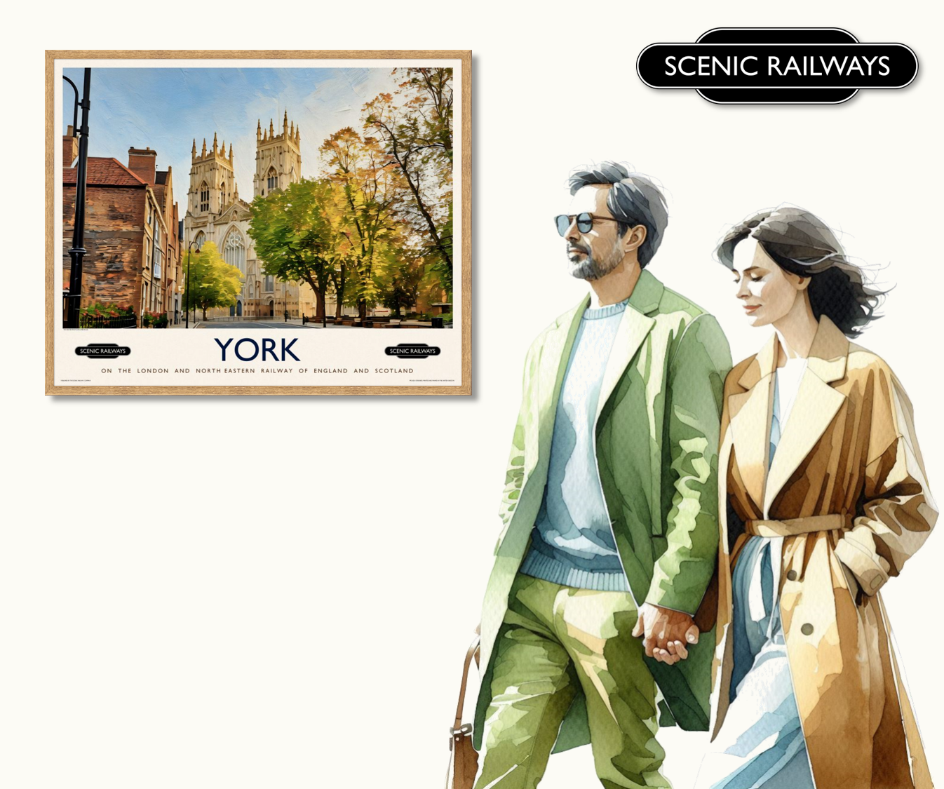 Vintage travel poster- York, The Minster - Scenic Railways