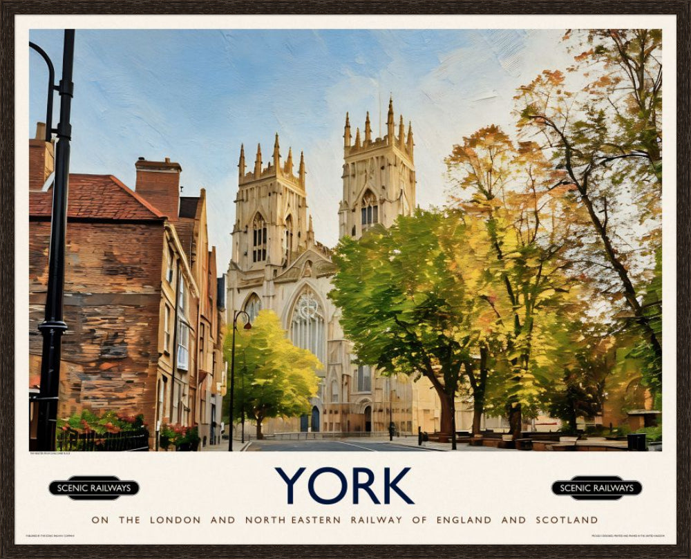 Vintage travel poster- York, The Minster - Scenic Railways