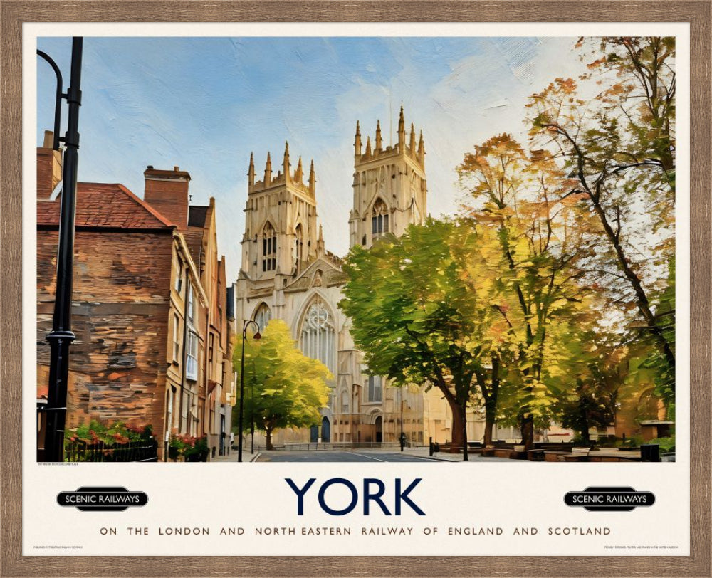 Vintage travel poster- York, The Minster - Scenic Railways