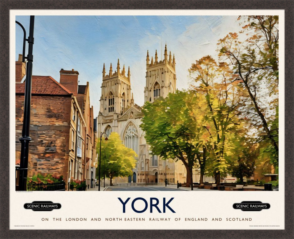 Vintage travel poster- York, The Minster - Scenic Railways