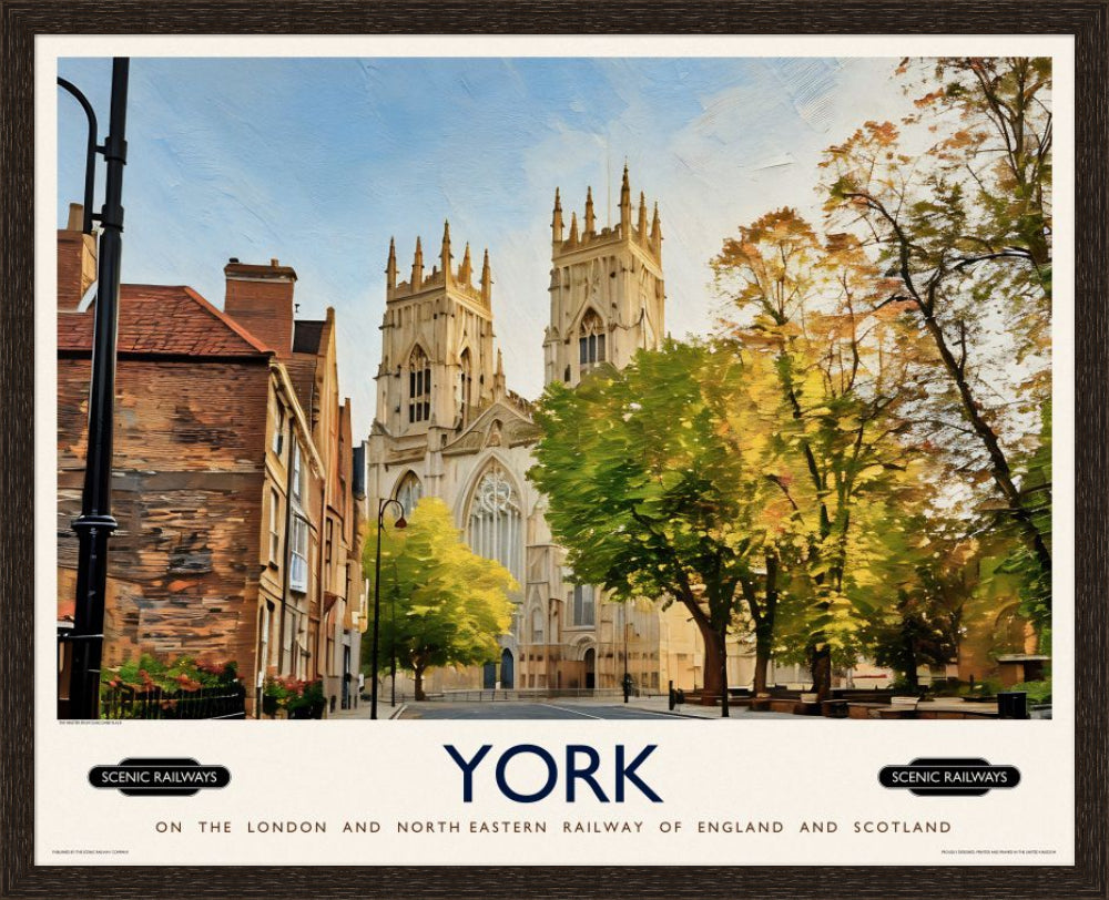 Vintage travel poster- York, The Minster - Scenic Railways