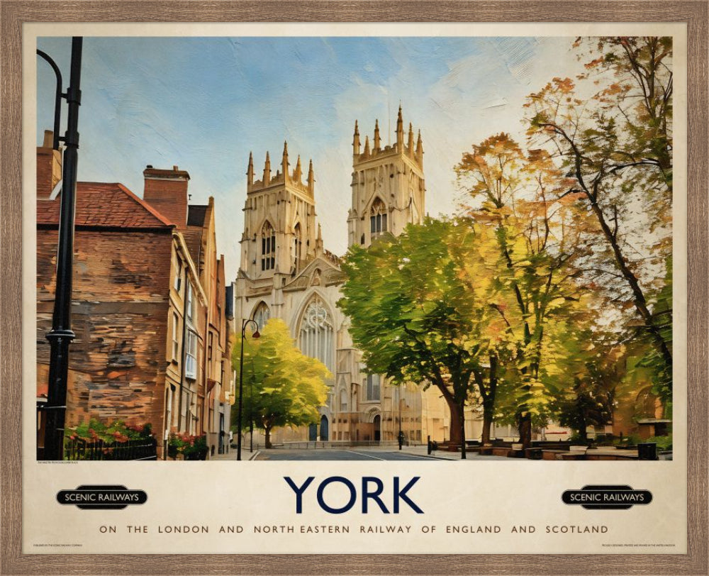 Vintage travel poster- York, The Minster - Scenic Railways