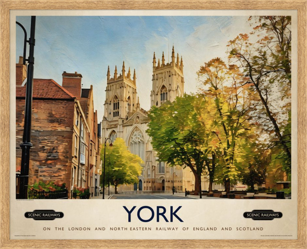 Vintage travel poster- York, The Minster - Scenic Railways