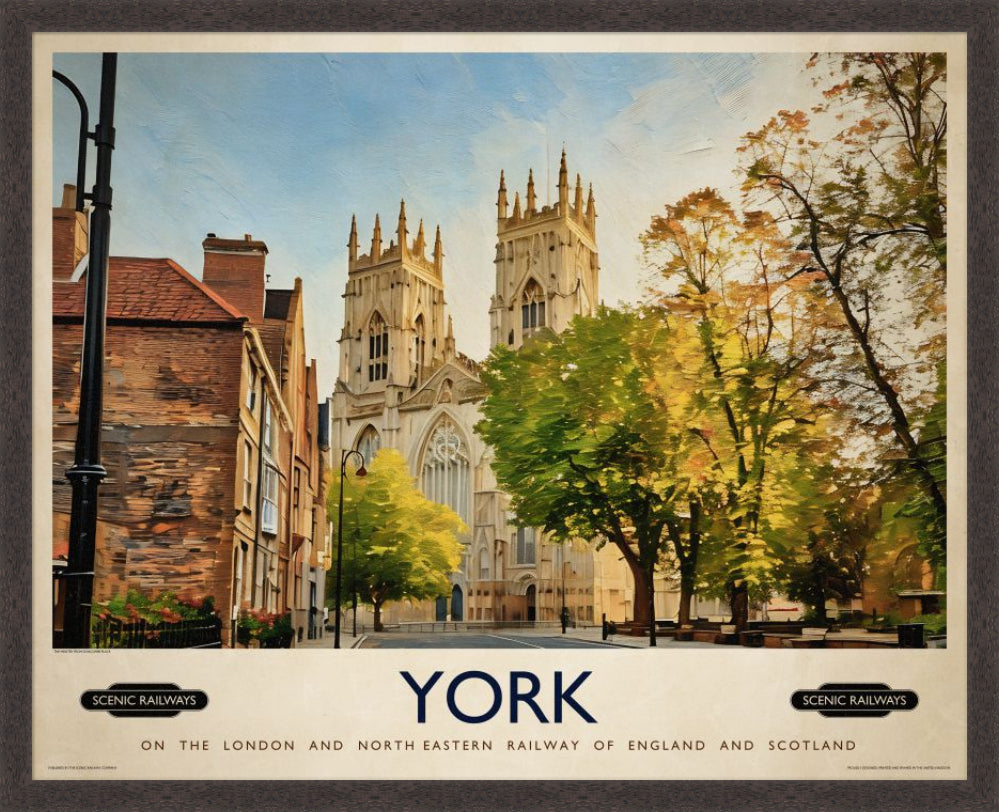 Vintage travel poster- York, The Minster - Scenic Railways