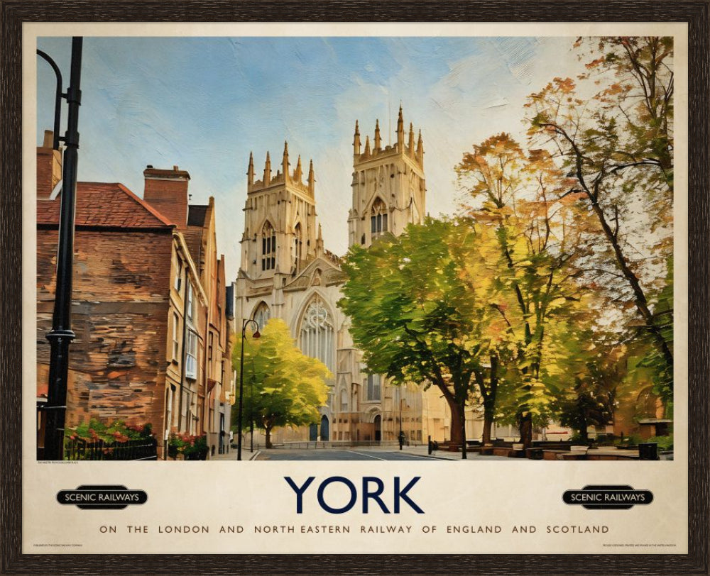Vintage travel poster- York, The Minster - Scenic Railways