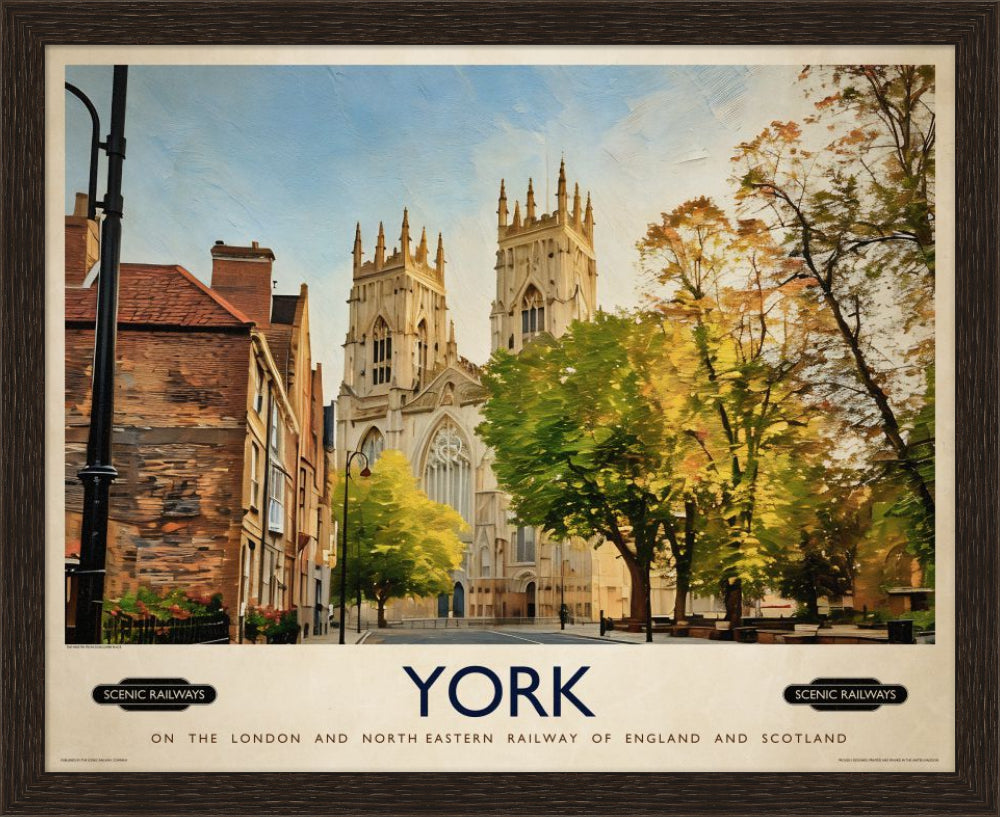 Vintage travel poster- York, The Minster - Scenic Railways